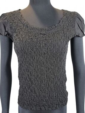 DKNY Textured Black Short Sleeve Top